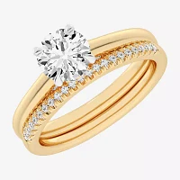 (G / Vs2-Si1) Womens 1 1/4 CT. T.W. Lab Grown White Diamond 14K Gold Round Solitaire Bridal Set