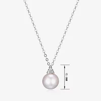 Womens Diamond Accent White Cultured Freshwater Pearl Sterling Silver Pendant Necklace