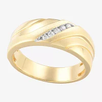 (F / Vs2) 8MM Lab Grown White Diamond 10K Gold 5-Stone Wedding Band