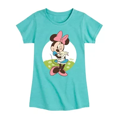 Disney Collection Little & Big Girls Crew Neck Short Sleeve Minnie Mouse Graphic T-Shirt