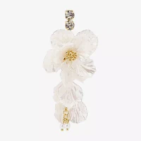 Bijoux Bar Gold Tone Glass Simulated Pearl Flower Drop Earrings