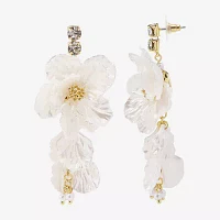 Bijoux Bar Gold Tone Glass Simulated Pearl Flower Drop Earrings