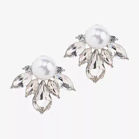 Bijoux Bar Silver Tone Glass Simulated Pearl Drop Earrings