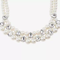 Bijoux Bar Silver Tone Womens 16 Inch Statement Necklace