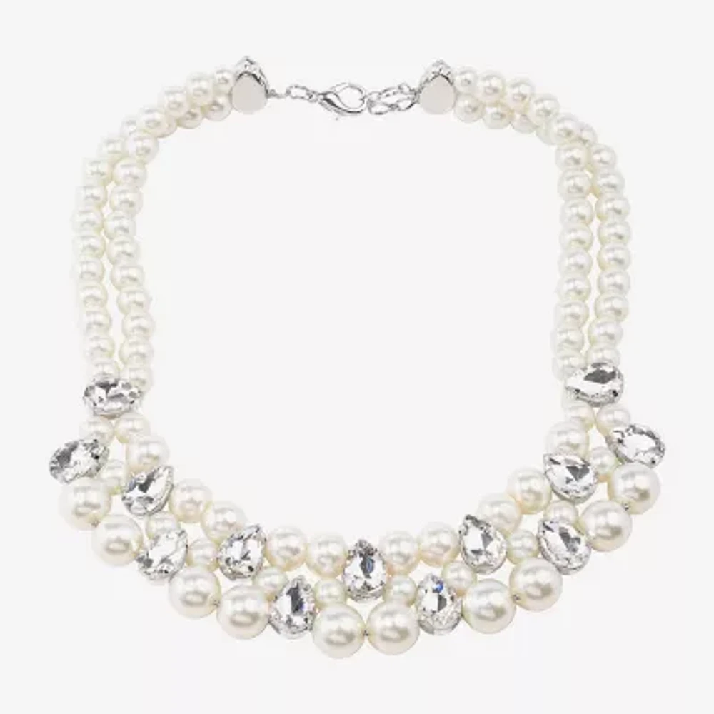 Bijoux Bar Silver Tone Womens 16 Inch Statement Necklace