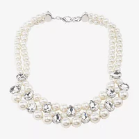 Bijoux Bar Silver Tone Womens 16 Inch Statement Necklace