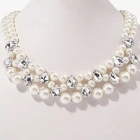 Bijoux Bar Silver Tone Womens 16 Inch Statement Necklace