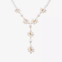 Bijoux Bar Gold Tone Simulated Pearl 16 Inch Y Necklace