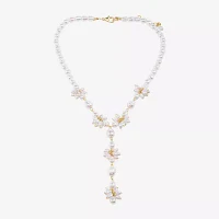 Bijoux Bar Gold Tone Simulated Pearl 16 Inch Y Necklace