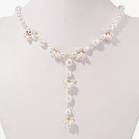 Bijoux Bar Gold Tone Simulated Pearl 16 Inch Y Necklace