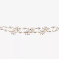 Bijoux Bar Gold Tone Simulated Pearl 7.5 Inch Strand Bracelets