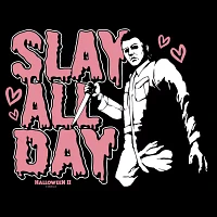 Juniors Halloween Slay All Day Tee Womens Crew Neck Short Sleeve Graphic T-Shirt