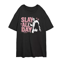 Juniors Halloween Slay All Day Tee Womens Crew Neck Short Sleeve Graphic T-Shirt