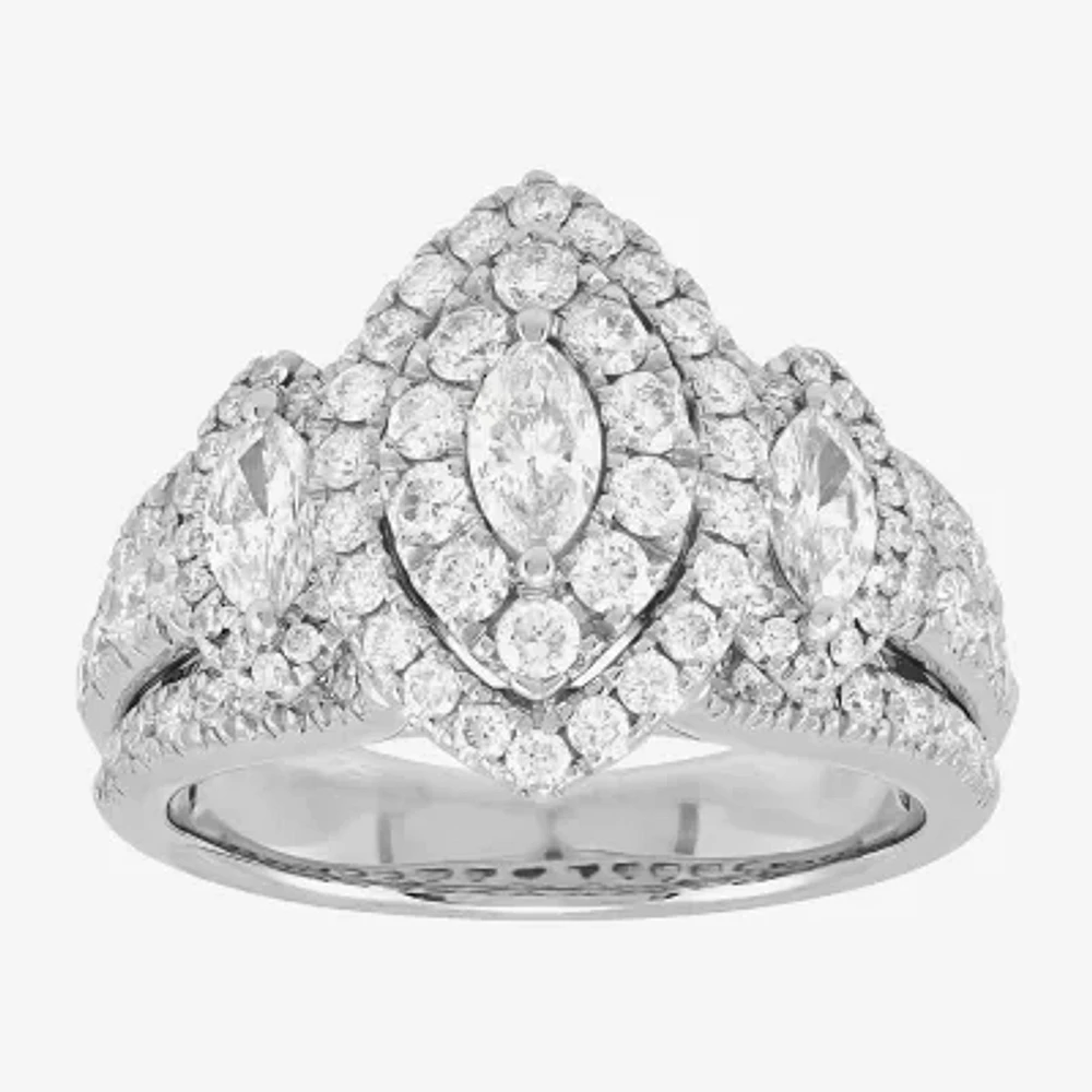 Womens CT. T.W. Natural White Diamond 14K White Gold Engagement Ring