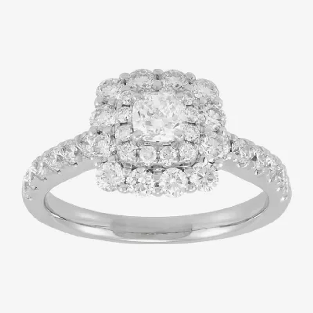 Womens 1 1/2 CT. T.W. Natural White Diamond 14K White Gold Engagement Ring
