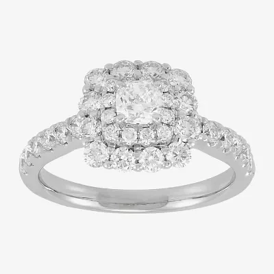 Womens 1 1/2 CT. T.W. Natural White Diamond 14K White Gold Engagement Ring