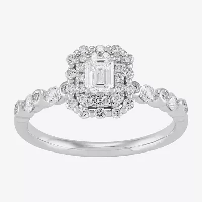 Womens 3/4 CT. T.W. Natural White Diamond 14K White Gold Engagement Ring