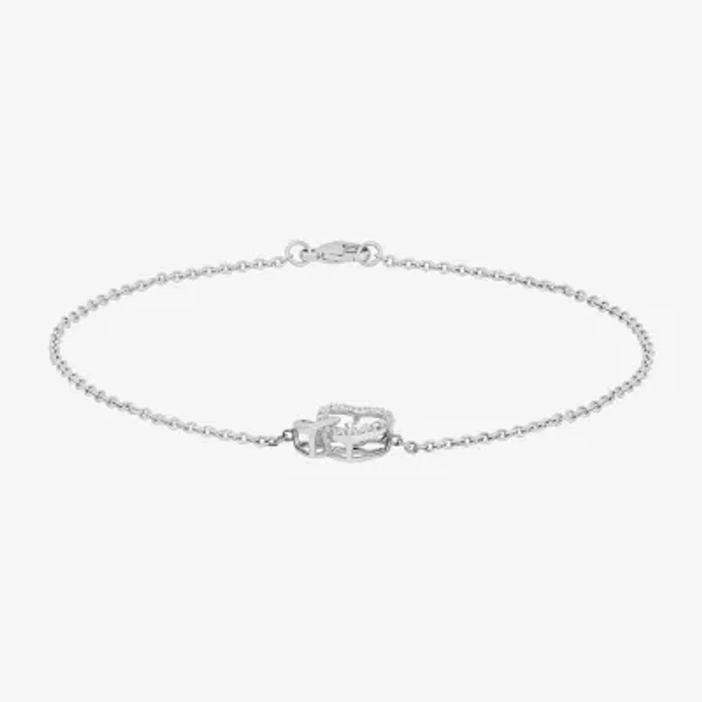 Sterling Silver Inch Solid Cable Heart Ankle Bracelet