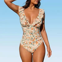 CUPSHE Swimwear Floral One Piece Swimsuit