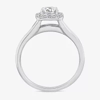 1 1/4 CT.T.W. Lab-Grown (F / VS2) Diamond Round Side Stone Halo Engagement Ring 10K Gold