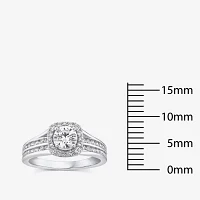 1 1/4 CT.T.W. Lab-Grown (F / VS2) Diamond Round Side Stone Halo Engagement Ring 10K Gold