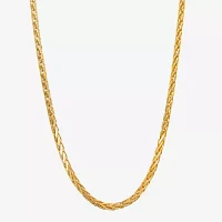 14K Gold 16 Inch Solid Wheat Chain Necklace