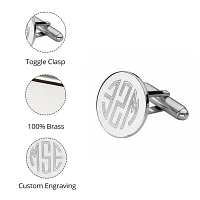 Personalized Sterling Silver Round Cuff Links