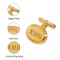 Personalized Stepped Oval Cuff Links