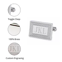 Stainless Steel Cuff Links w/ 3-Line Framed Border