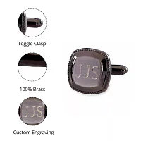 Gun Metal Cushion Cuff Links w/ Brushed Top