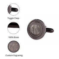Round Polished Cuff Links w/ Recessed Border
