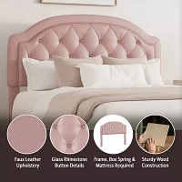 Karley Button-Tufted Faux-Leather Headboard