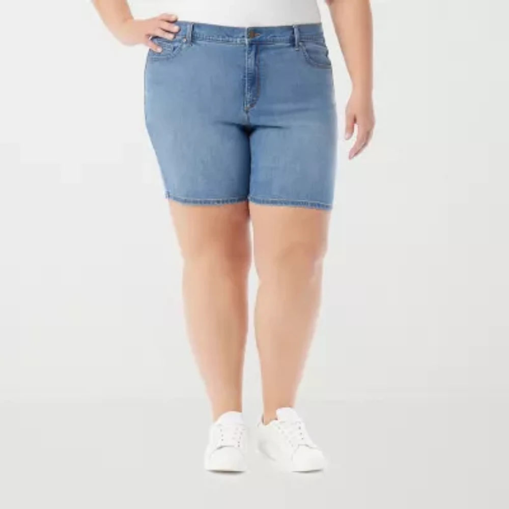 Gloria Vanderbilt Womens High Rise Denim Short-Plus