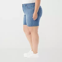 Gloria Vanderbilt Womens High Rise Denim Short-Plus