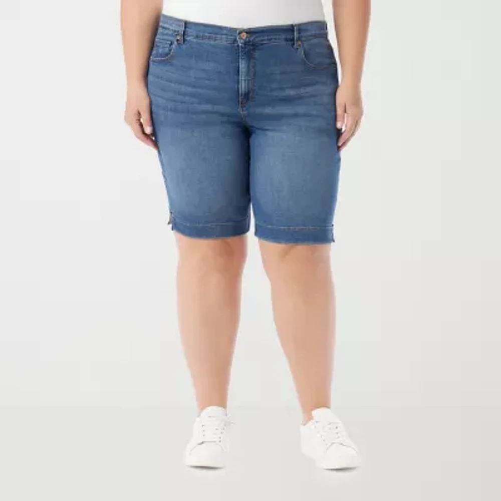 Gloria Vanderbilt Womens High Rise Bermuda Short-Plus