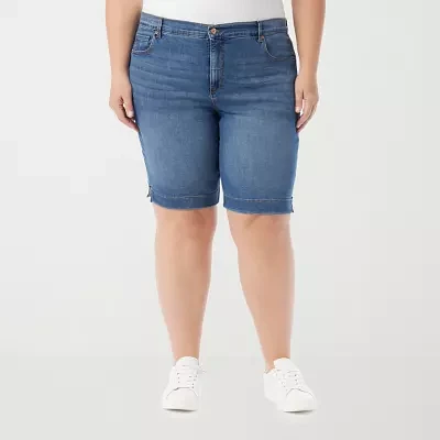 Gloria Vanderbilt Womens High Rise Bermuda Short-Plus