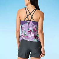 Free Country Stretch Fabric Floral Tankini Swimsuit Top