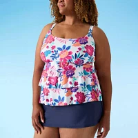 Sonnet Shores Womens Floral Swim Dress Plus