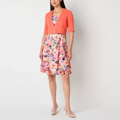Perceptions Womens Floral Jacket Dress