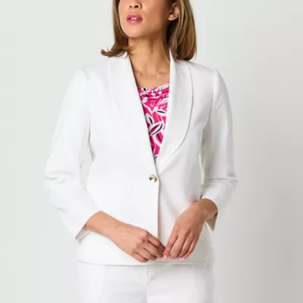 Black Label by Evan-Picone Linen Blend Womens Classic Fit Suit Jacket