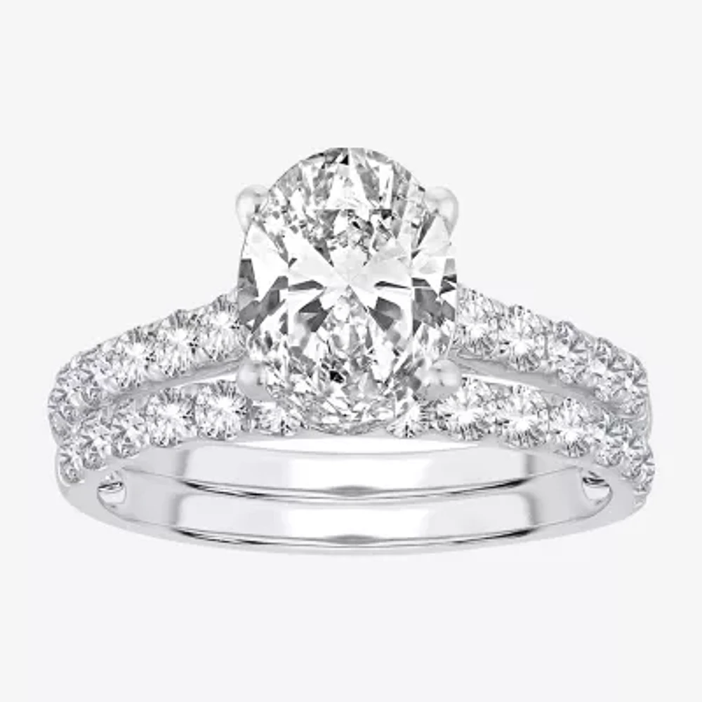 (H-I / SI1-SI2) Signature By Modern Bride Womens 2 1/2 CT. TW. Lab Grown White Diamond 14K Gold Oval Bridal Set