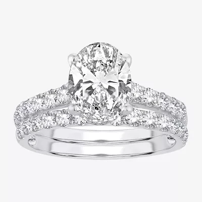 (H-I / SI1-SI2) Signature By Modern Bride Womens 2 1/2 CT. TW. Lab Grown White Diamond 14K Gold Oval Bridal Set