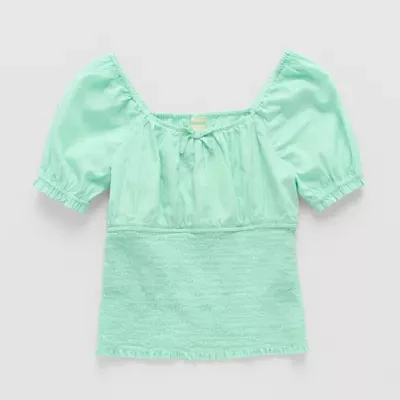 Thereabouts Little & Big Girls Square Neck Short Sleeve Blouse