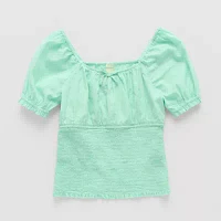 Thereabouts Little & Big Girls Square Neck Short Sleeve Blouse