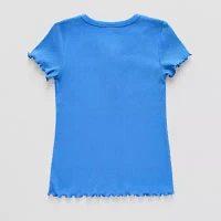 Thereabouts Little & Big Girls Henley Neck Short Sleeve T-Shirt