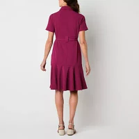 Liz Claiborne Womens Short Sleeve Shirt Dress