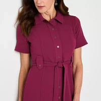 Liz Claiborne Womens Short Sleeve Shirt Dress