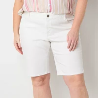 Liz Claiborne Sara Womens Mid Rise Bermuda Short-Plus