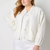 Liz Claiborne Lightweight Womens Plus Bomber Jacket