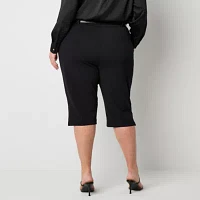 Bold Elements Womens Belted Plus Capri Pants